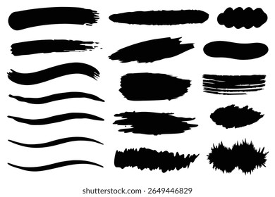 Paintbrush vector collectie. Grunge-elementen, penseelstreek, inktverfborstel, grunge-lijnen.