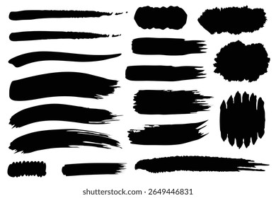 Coleção de vetores do Pincel. Elementos Grunge, Traçado de pincel, pincel de tinta, linhas grunge.