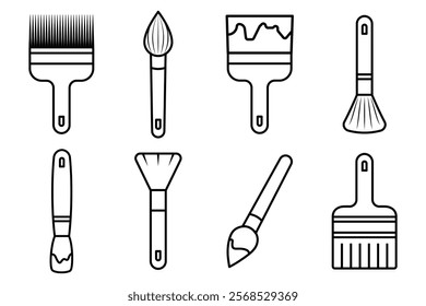 paintbrush vector icon set outline victor illustration