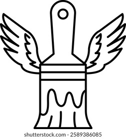 A paintbrush with wings on it