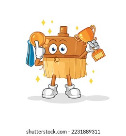 the paintbrush winner with trophie. cartoon character