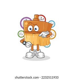 the paintbrush with wristwatch cartoon. cartoon mascot vector