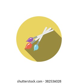 Paintbrushes flat icon with long shadow Vector
