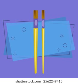 Paintbrushes flat illustration. Artist equipment, art class, dye. Painting concept. Vector illustration can be used for topics like art, leisure, hobby