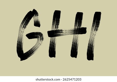 painted Alphabet, G.H.I alphabet Retro, Grunge capital letters, distressed alphabet. Punk and grunge style alphabet. Stencil graffiti font. Bold brush drawn typography. Black ink dirty texture letters