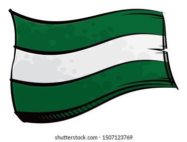Bandera andaluza pintada ondeando en el viento