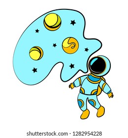 Painted Astronaut Blue Color Stock Vector (Royalty Free) 1282954228 ...