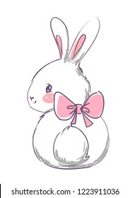Painted a beautiful rabbit, children's print for textiles and poster
