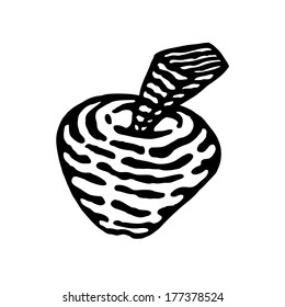 Painted black apple, vector illustration