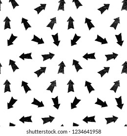 painted black graphic pattern on white background with arrows and texture