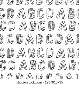 Painted black pattern with three-dimensional letters on a white background.
