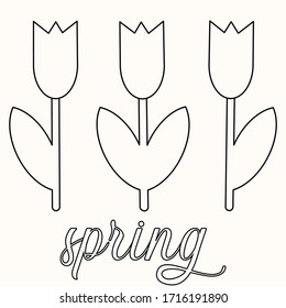 gráficos vectoriales de tulipanos pintados en blanco y negro, colorante