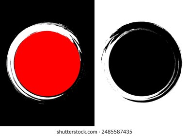 Painted brush circle. Round grunge hand drawn circle for ink, stamp, seal, grunge badge template.