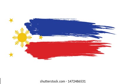 Painted brush The flag of the Philippines.  Independence Day.