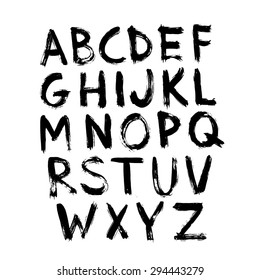Painted Brush font.Vector illustration.