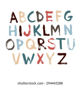 Painted Brush font.Vector illustration.
