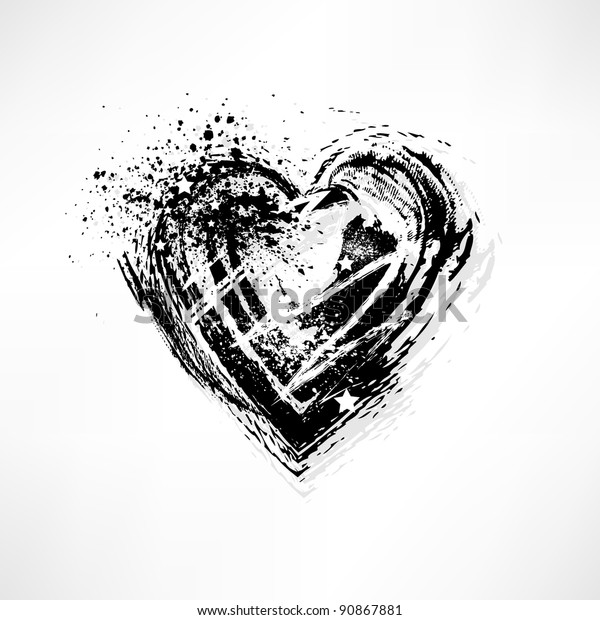 Painted Brush Heart Shape Stock Vector (Royalty Free) 90867881