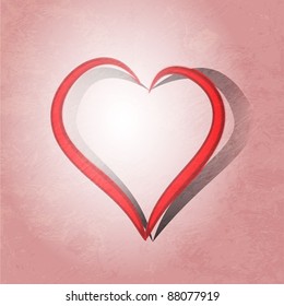 Painted brush heart shape. vector background.