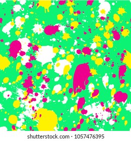 PAINTED BRUSH SPLATTER. SEAMLESS VECTOR PATTERN. ABSTRACT STROKES TEXTURE.
