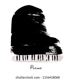 Painted with brush strokes piano. Vector illustration.