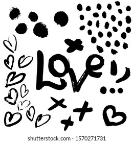 Painted brush strokes set. Hand drawn design elements collection isalated on white background