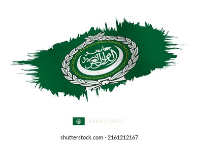 Bandera de trazo de pincel pintado de la Liga Árabe con efecto ondulado. Bandera del vector.