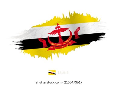 Pinted Pinselstrich Fahne von Brunei mit Welleneffekt. Vektorflagge.