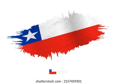 Painted brushstroke flag of Chile with waving effect. Vector flag.