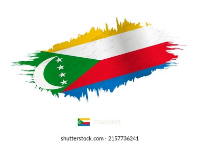 Painted brushstroke flag of Comoros with waving effect. Vector flag.
