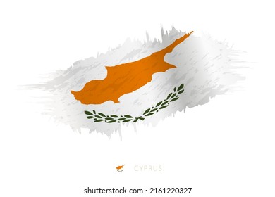 Painted brushstroke flag of Cyprus with waving effect. Vector flag.