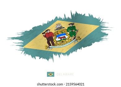 Pinted Pinselstrich Fahne von Delaware mit Welleneffekt. Vektorflagge.