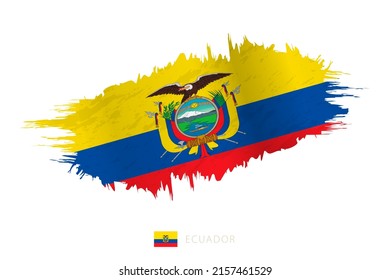 Pinted Pinselstrich Fahne von Ecuador mit wachsender Wirkung. Vektorflagge.