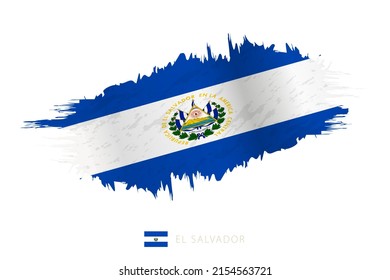 Bandera de trazo de pincel de El Salvador con efecto ondulado. Bandera del vector.