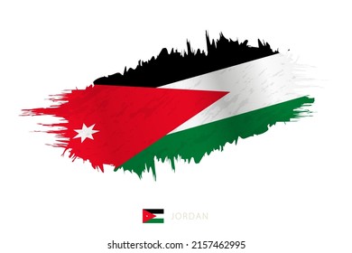 Painted brushstroke flag of Jordan with waving effect. Vector flag.