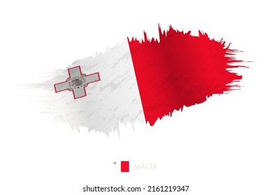 Bandera de trazo de pincel de Malta con efecto ondulado. Bandera del vector.