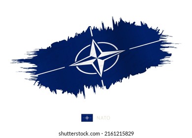 Painted brushstroke flag of Nato with waving effect. Vector flag.