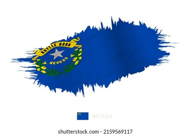 Painted brushstroke flag of Nevada with waving effect. Vector flag.