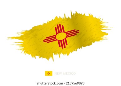 Painted brushstroke flag of New Mexico with waving effect. Vector flag.