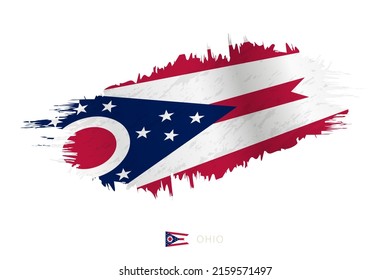 Painted brushstroke flag of Ohio with waving effect. Vector flag.