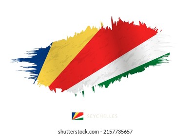 Painted brushstroke flag of Seychelles with waving effect. Vector flag.