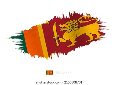 Painted brushstroke flag of Sri Lanka with waving effect. Vector flag.