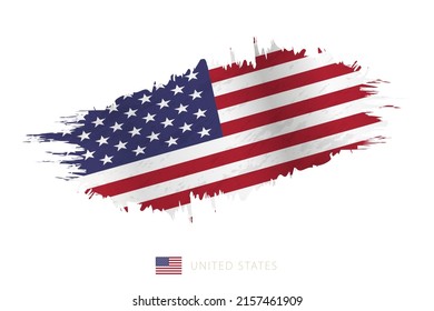 Painted brushstroke flag of USA with waving effect. Vector flag.