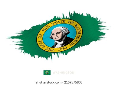 Bandera de trazo de pincel de Washington con efecto ondulado. Bandera del vector.