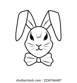 painted bunny for Chinese New Year and Easter, coloring book.
