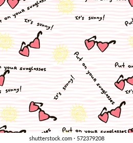 Painted by hand in doodle style seamless pattern. Vector illustration for children design. Summer background for clothing, fabrics.