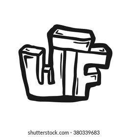 Painted cartoon WTF symbol, vector illustration