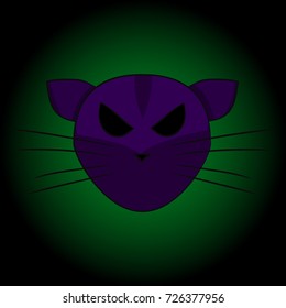 painted cat is head. character for Halloween. vector illustration. hand drawing