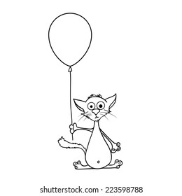 painted cat holding a balloon in his paws