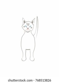 Painted cat on a white background