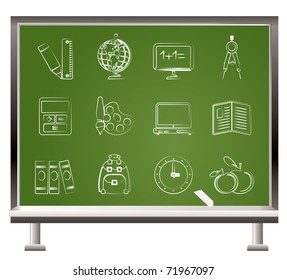 painted with chalk School and education object- vector illustration